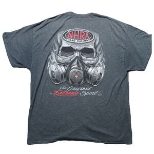 NHRA Drag Racing Graphic Shirt Vintage Motorsports Skull Grunge‎ Skater Y2K M/L